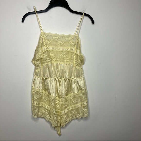 Vintage Texsheen yellow lingerie lace satin women’s size large - Picture 1 of 5
